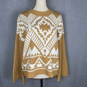 Wrangler Retro Womens Caramel/White Long Sleeve Pullover Sweater Size Small 900
